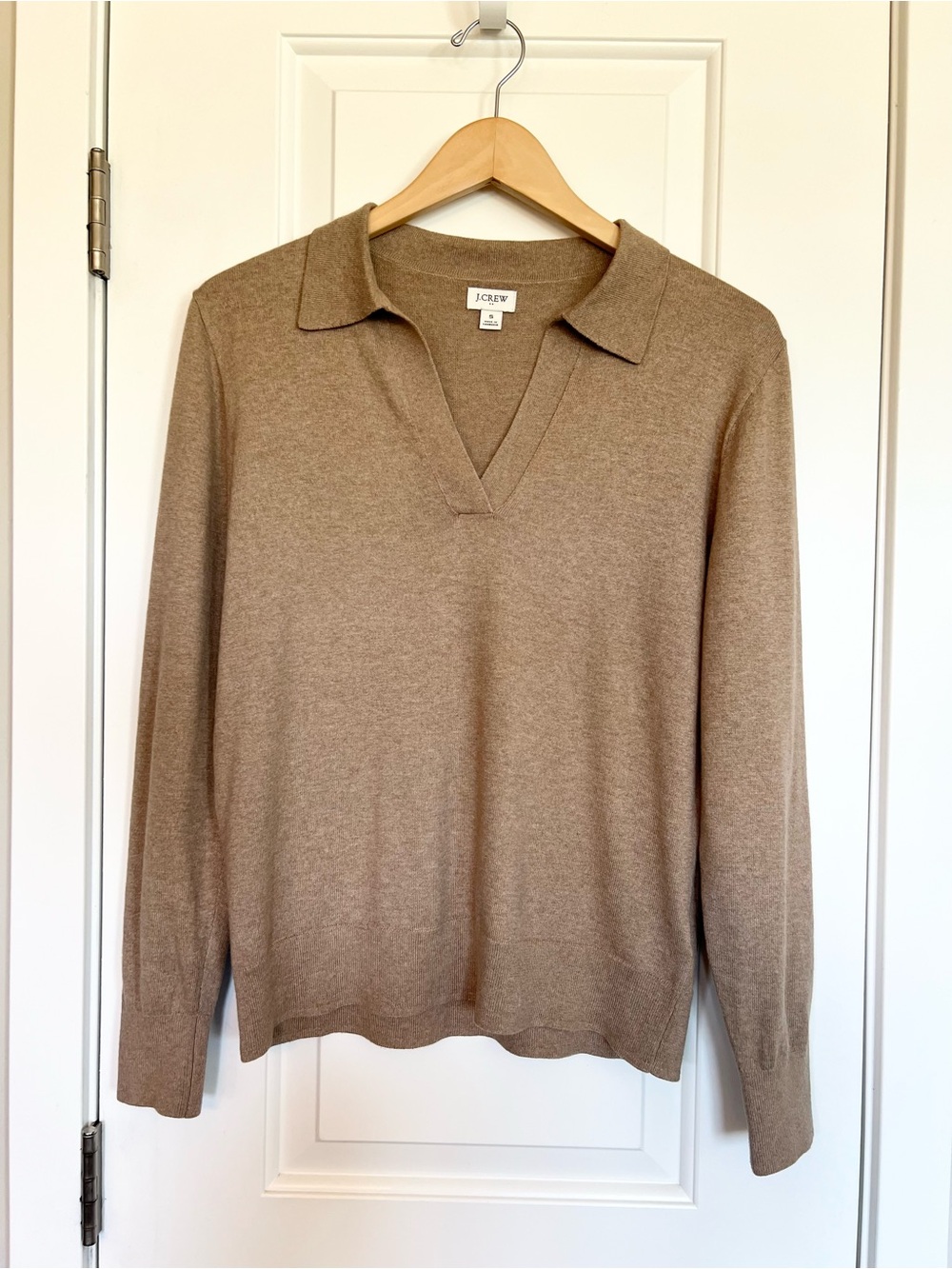 J. Crew cotton tan sweater polo Size S Classic Minimalist Collared sweater Work - Picture 3 of 8
